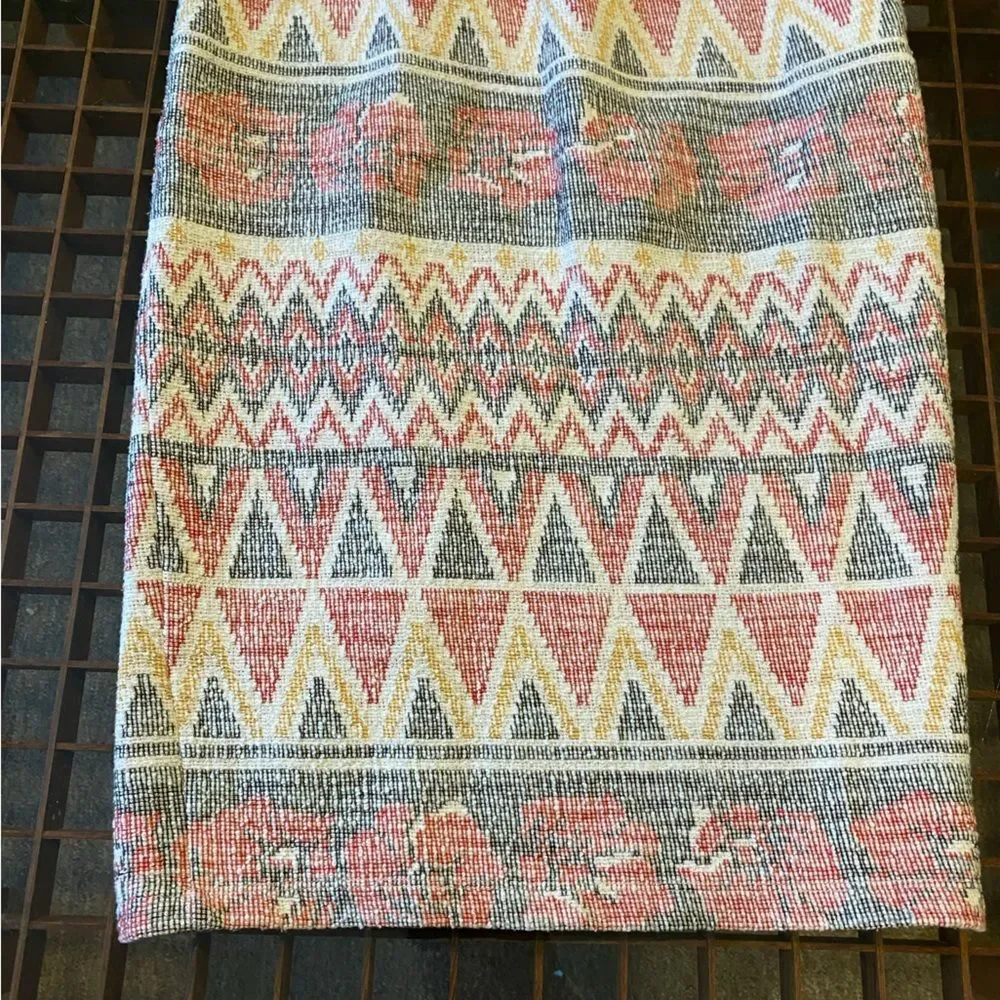 Free People Mendocino Woven Pencil Midi Skirt Southwestern front Slit size small